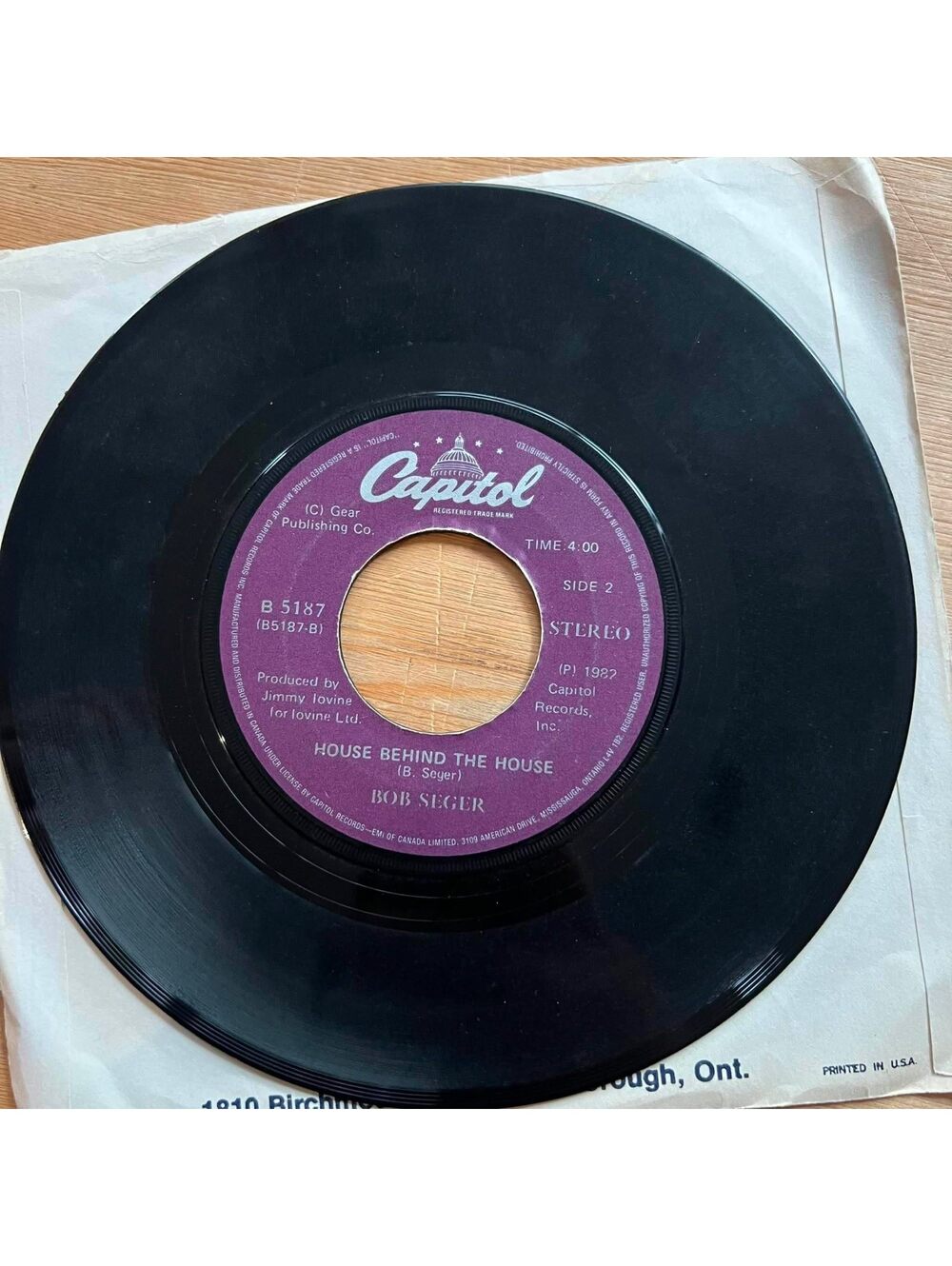 Bob Seger - House Behind the House/Shame on the Moon 45rpm VG+ R10